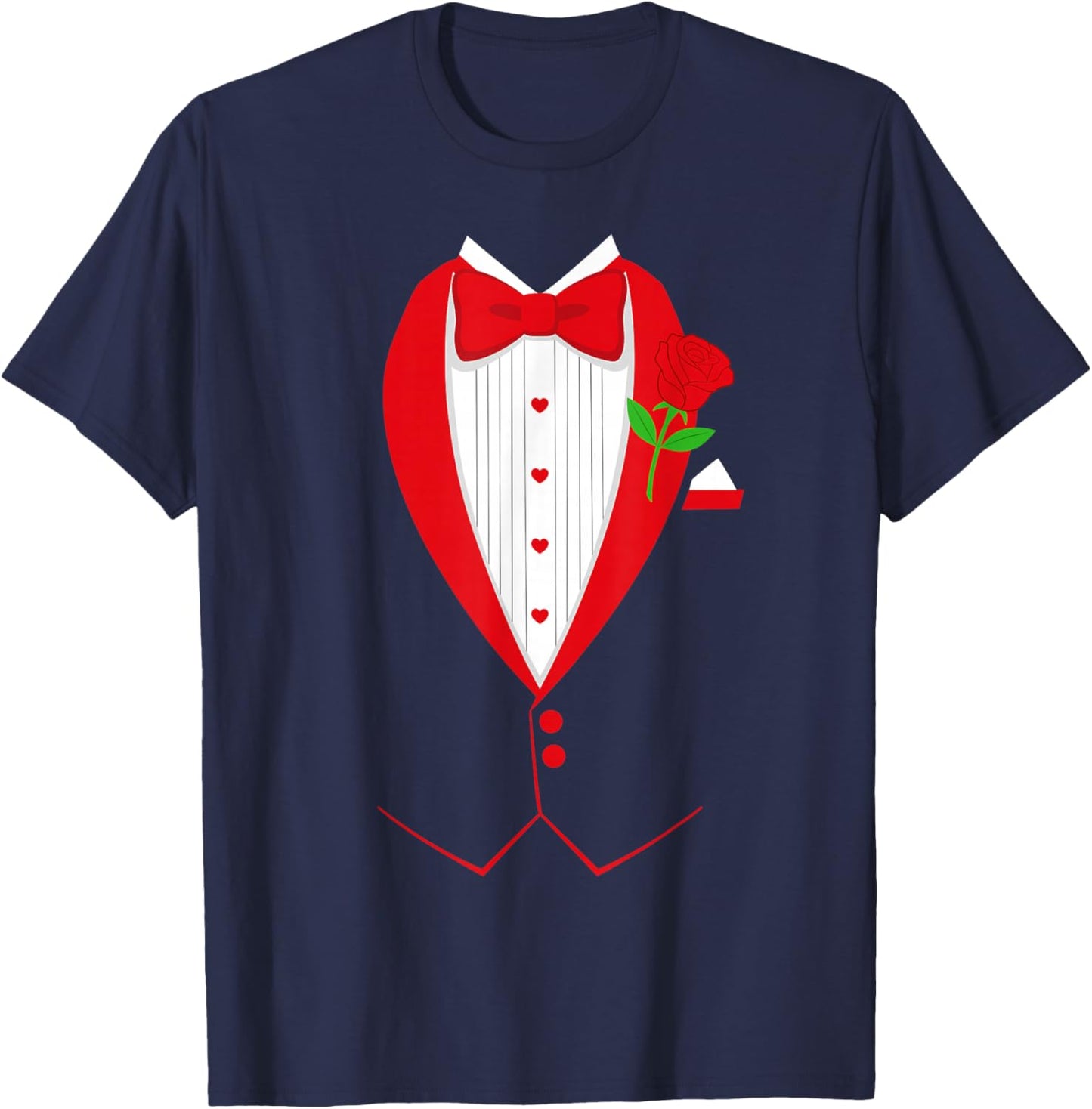 Funny Bow Tie Tuxedo Formal Party Valentines Day Costume T-Shirt - T-Shirt | Navy