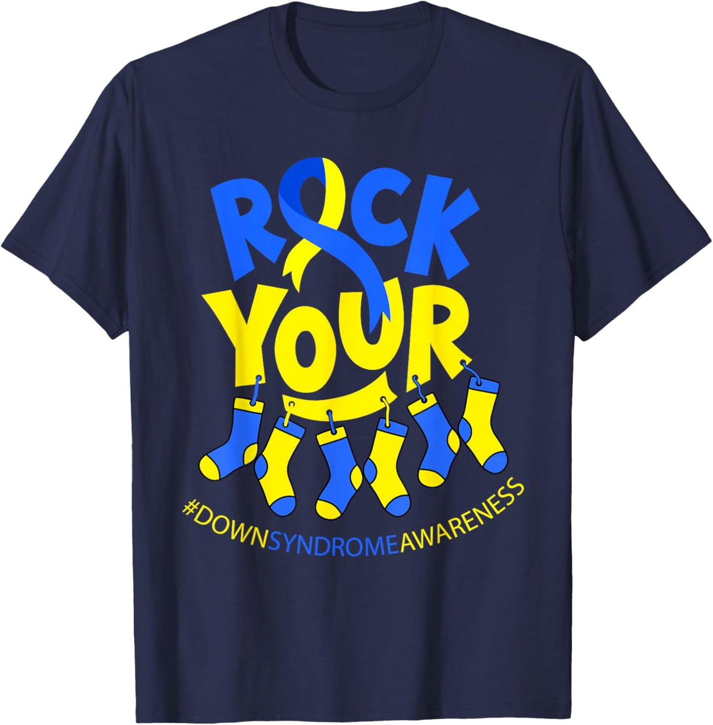 Rock Your Socks World Down Syndrome Day Men Women Kids T-Shirt - T-Shirt | Navy