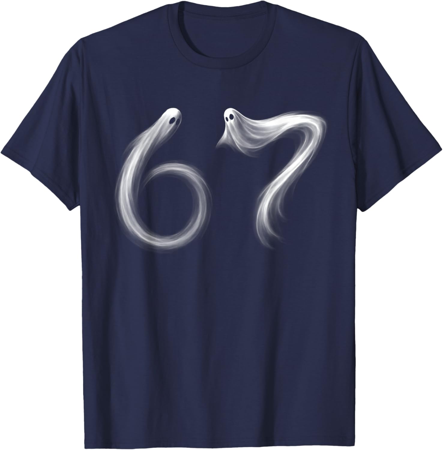 Funny Six Seven 6 7 Meme 67 Design Ghost Halloween Costume T-Shirt - T-Shirt | Navy