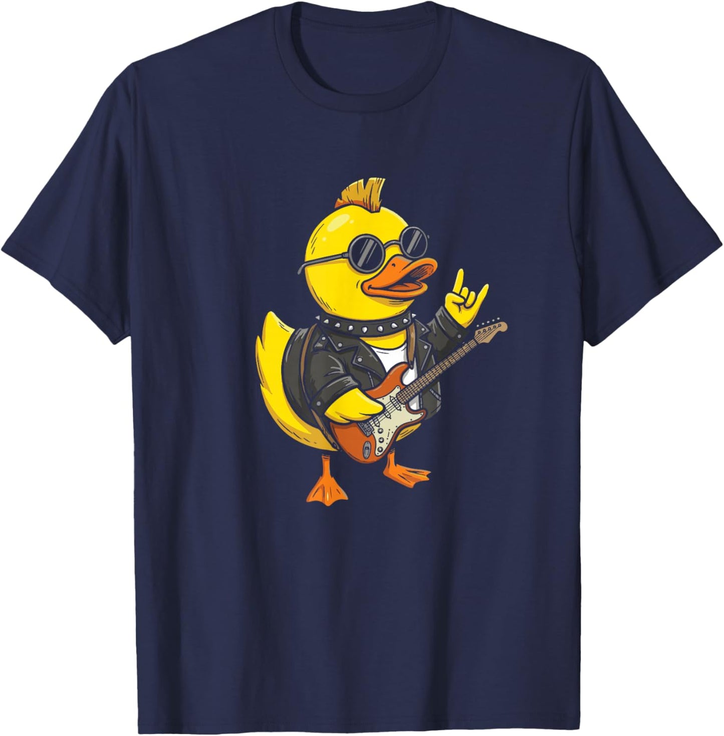 Rubber Duckie Playing Guitar Rock 'n' Roll Rubber Duck T-Shirt - T-Shirt | Navy