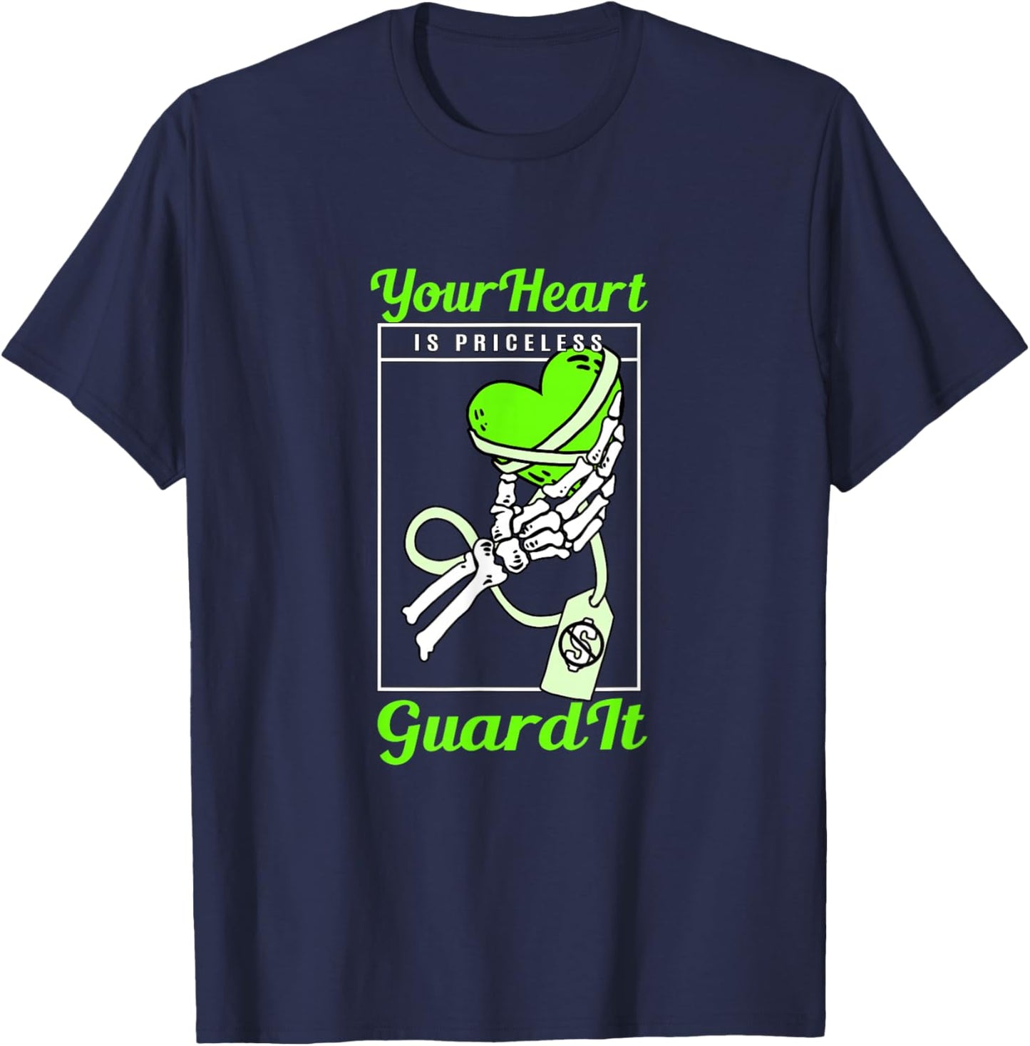Green Color Priceless Heart Green Graphic T-Shirt - T-Shirt | Navy