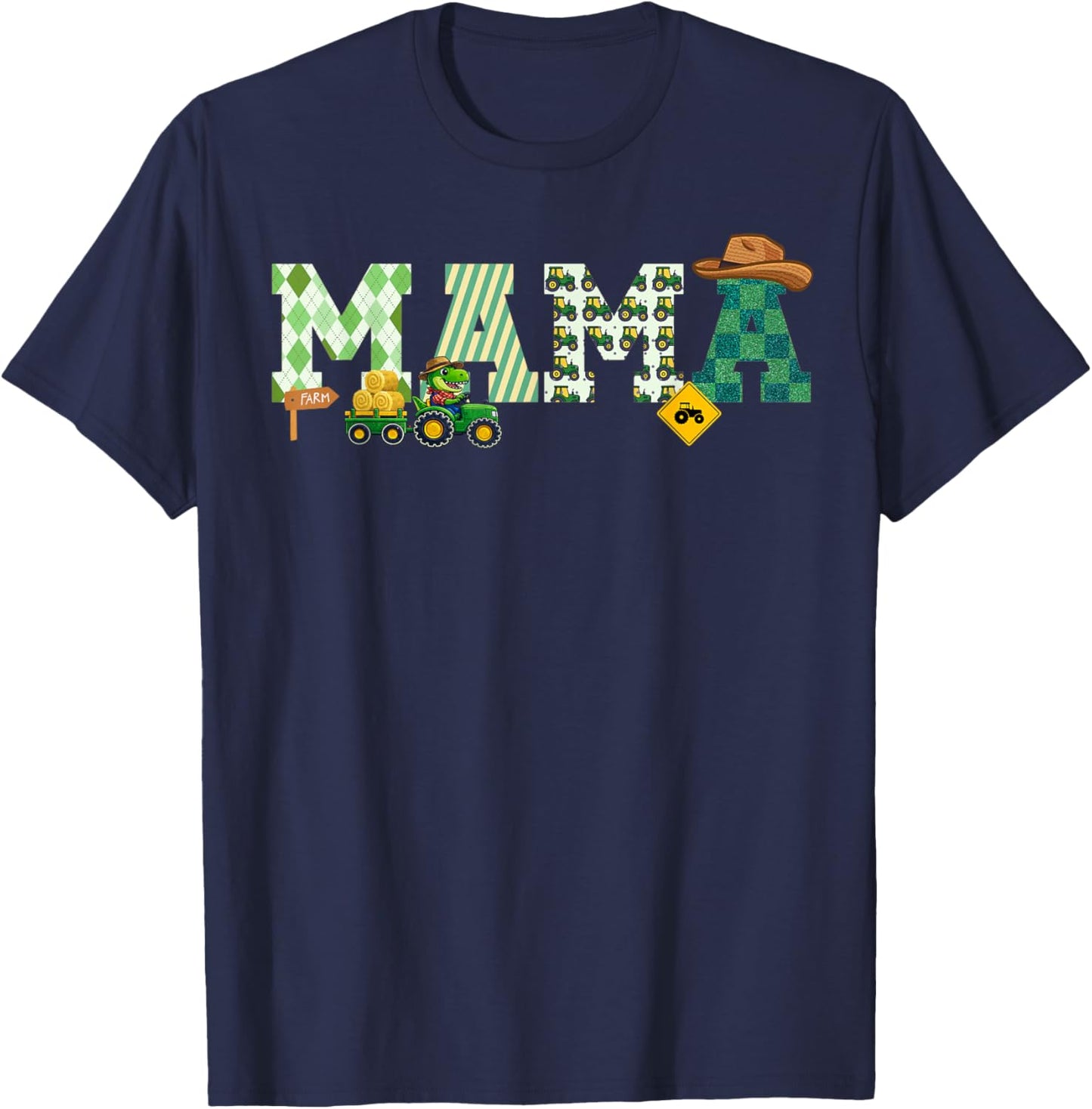 Farm Tractor Mama 1st Birthday Farmer T-Shirt - T-Shirt | Navy
