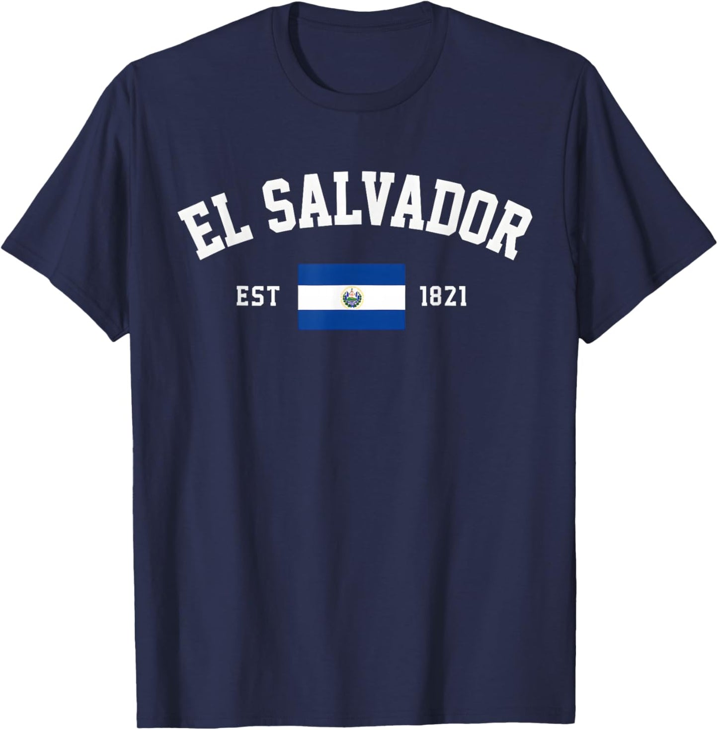El Salvador EST 1821 Flag T-Shirt - T-Shirt | Navy