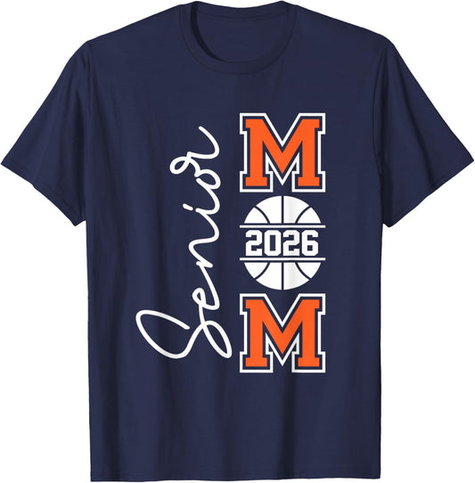 Senior Basketball mom Class of 2026 Player Graduation Grad T-Shirt - T-Shirt | Navy