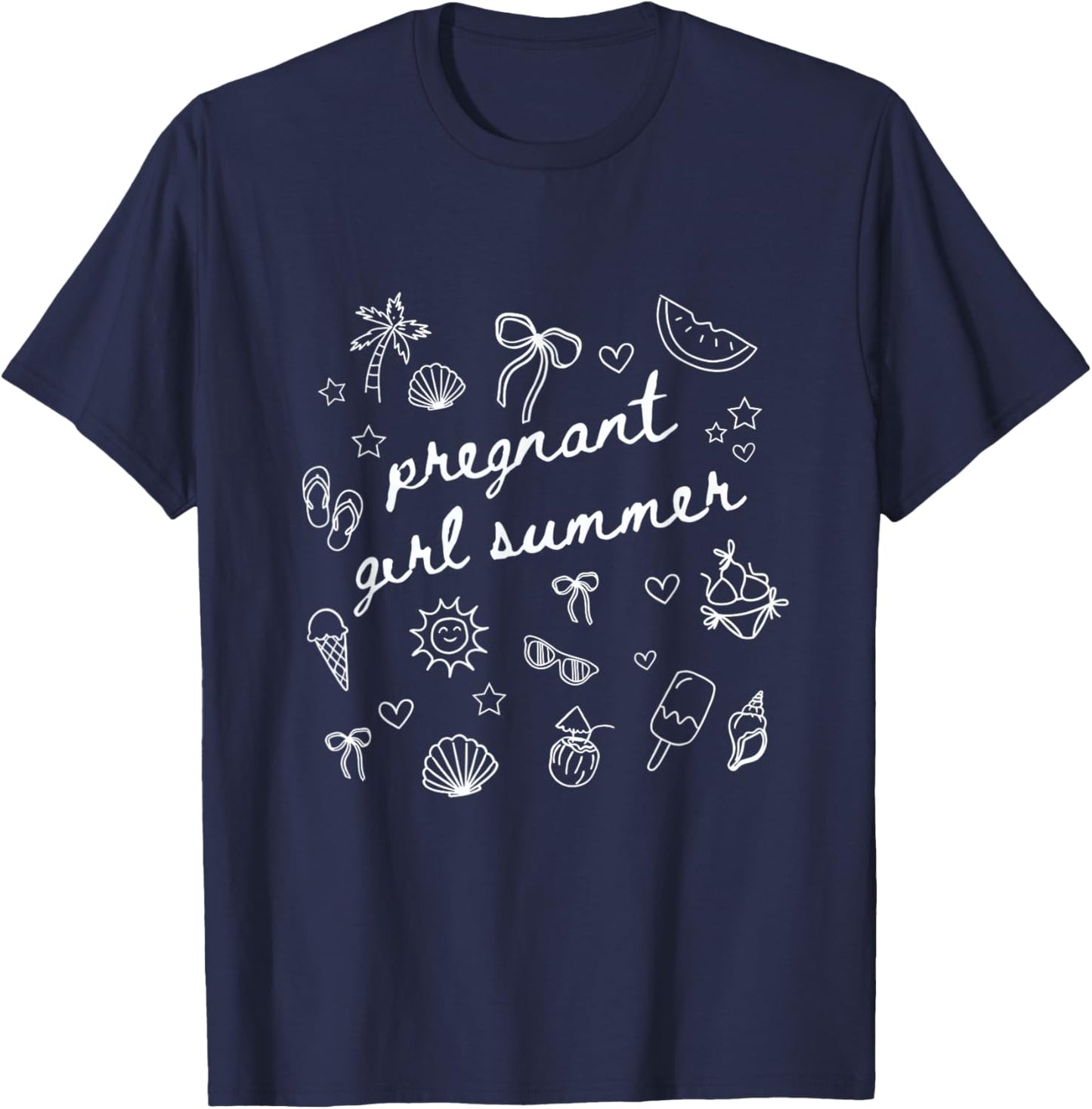 Pregnant Girl Summer Funny Baby Announcement T-Shirt - T-Shirt | Navy