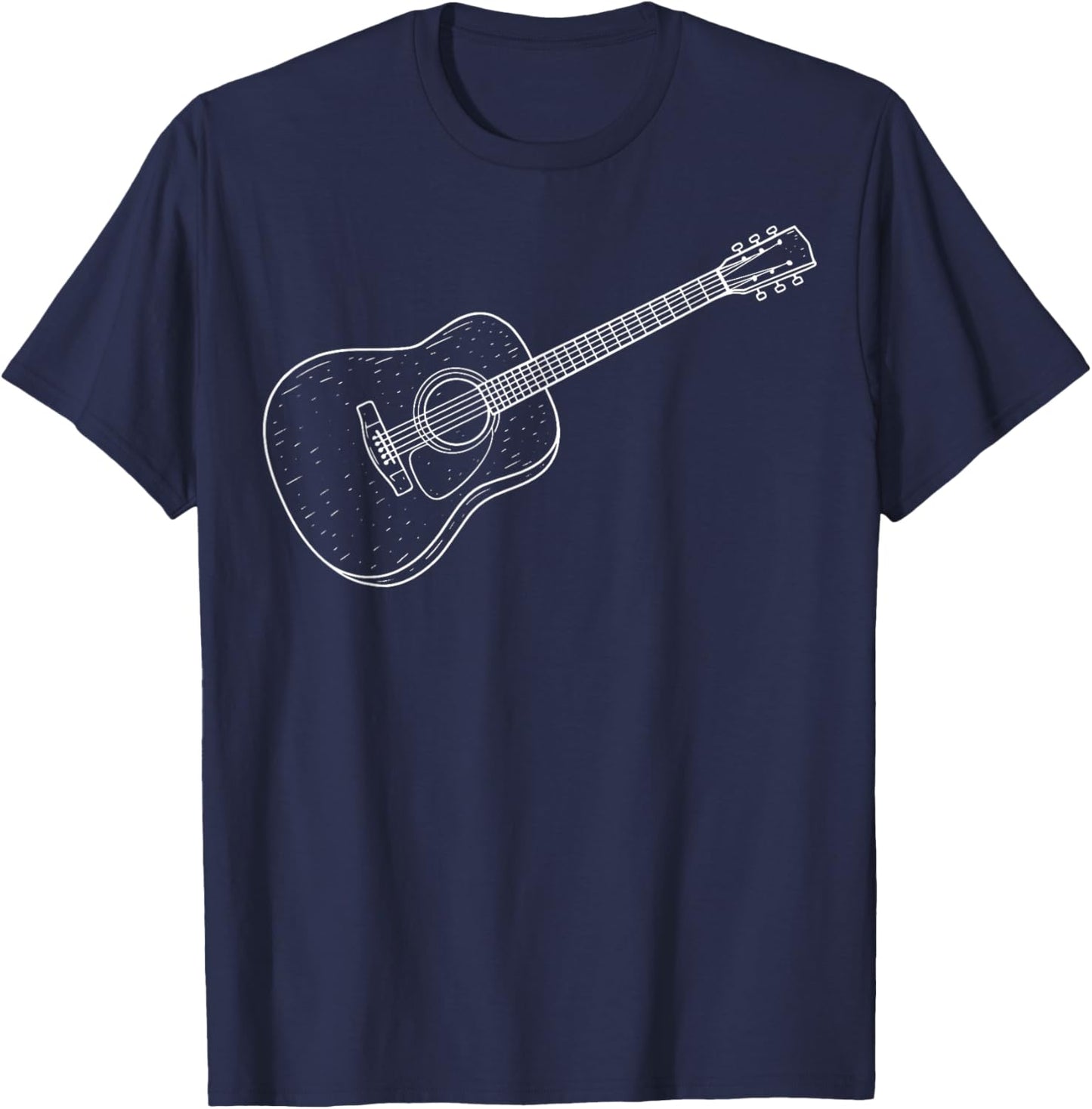 Acoustic Guitar Illustration T-Shirt - T-Shirt | Navy