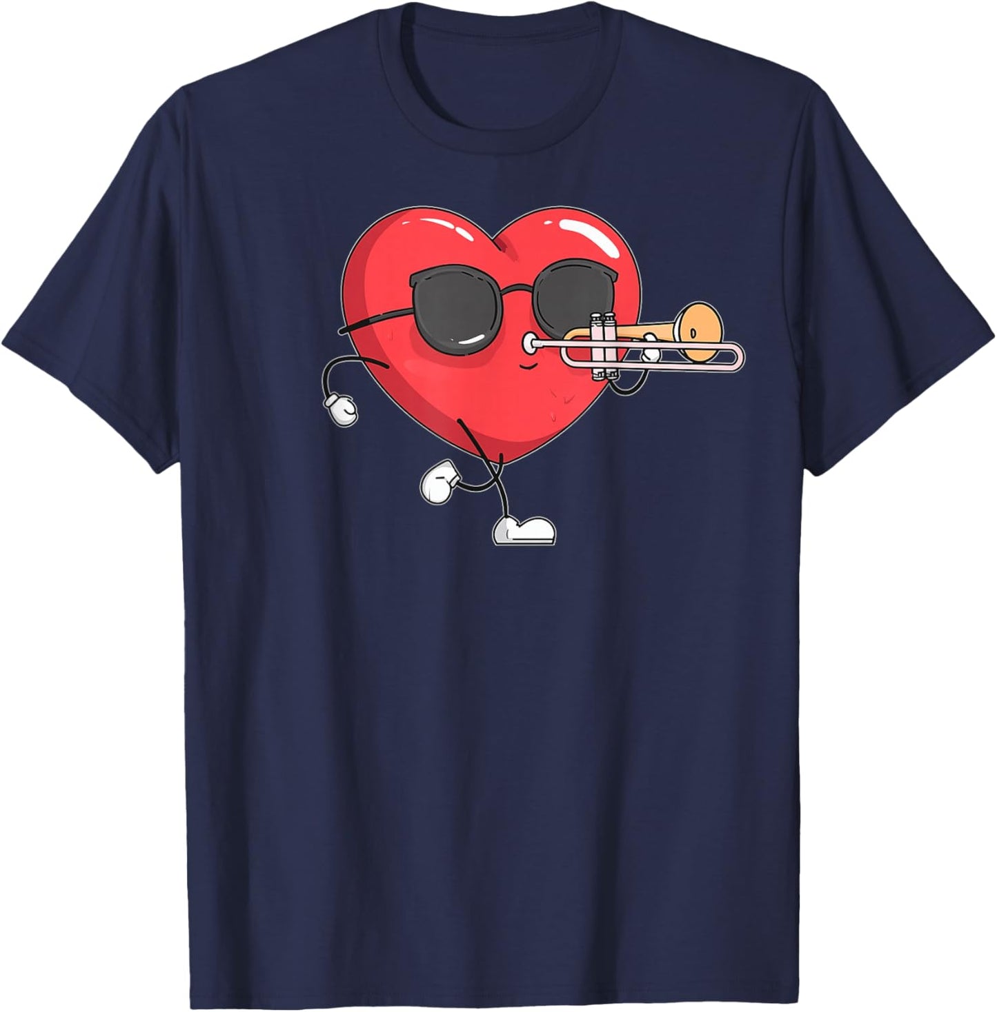 Trombone Heart Player Trombonist Valentine's Day Sunglasses T-Shirt - T-Shirt | Navy