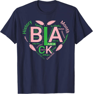 Black History Aka Inspired Heart Women Girl T-Shirt - T-Shirt | Navy