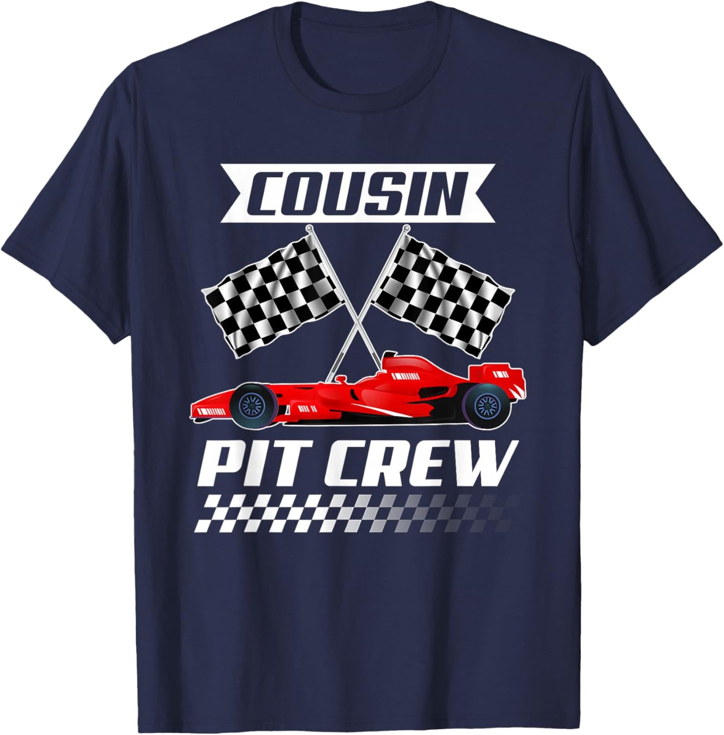 Cousin Pit Crew Racing Family Race Car Birthday Boy T-Shirt - T-Shirt | Navy