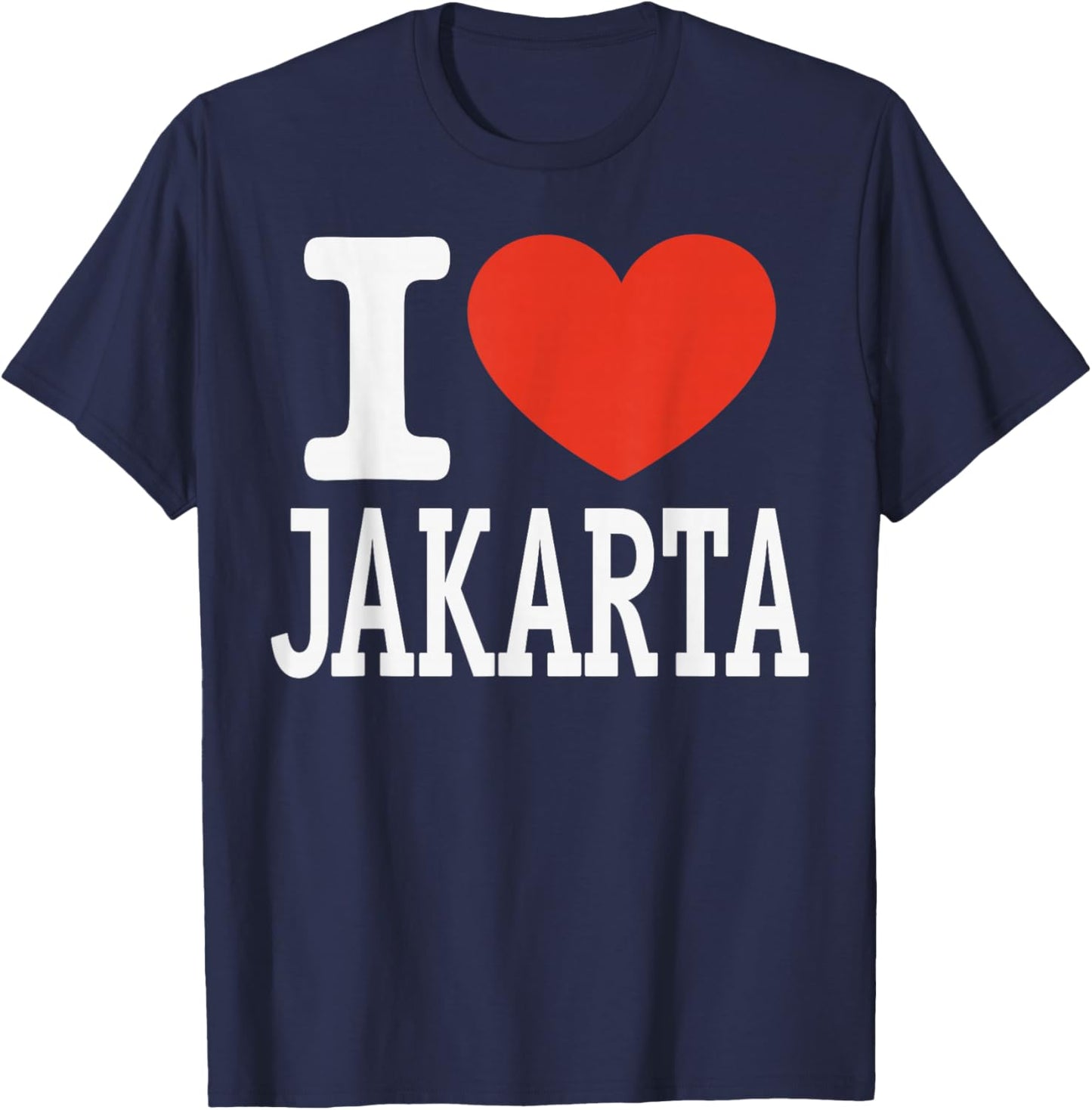 I Love Jakarta City Heart Graphic Souvenir Travel T-Shirt - T-Shirt | Navy