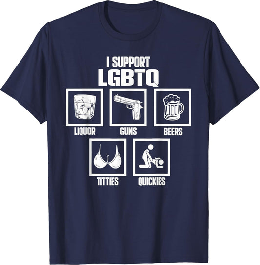 I Support LGBTQ Pride Month Social Justice Funny Meme T-Shirt - T-Shirt | Navy