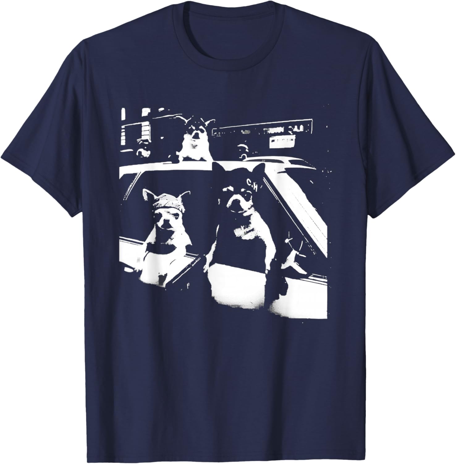 Funny Chihuahua Meme Gangster Dog Driving Car Graphic T-Shirt - T-Shirt | Navy