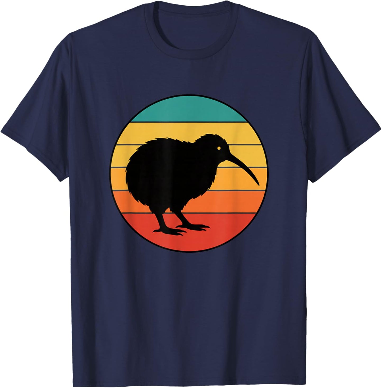 Bird Retro Kiwi Silhouette Sunset Vibe T-Shirt - T-Shirt | Navy