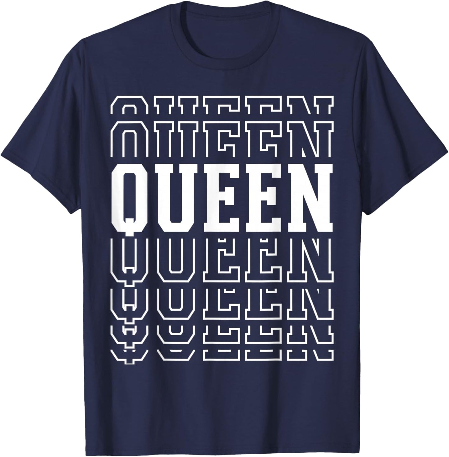 Queen Layered Text Costume Royalty Party T-Shirt - T-Shirt | Navy