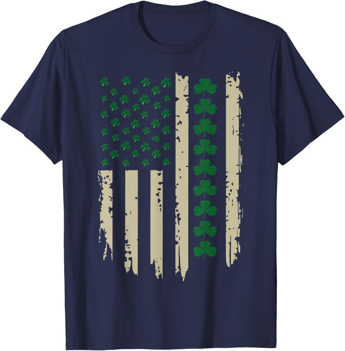 US American Shamrock Flag for St Patricks Day Funny T-Shirt - T-Shirt | Navy