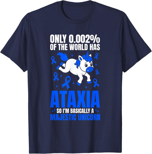 Funny Ataxia Warrior Cerebellar Ataxia Majestic Unicorn T-Shirt - T-Shirt | Navy