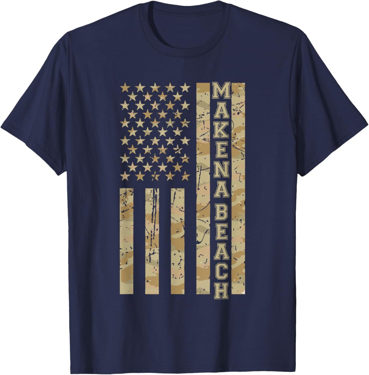 Makena Beach Hawaii Beach Desert Camo Distressed American T-Shirt - T-Shirt | Navy