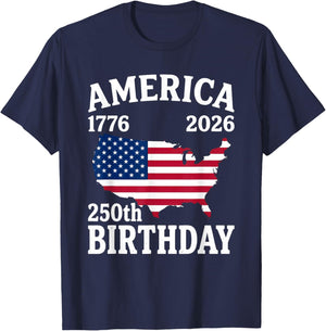250 Years American 1776 2026 250th USA Patriotic 4th of July T-Shirt - T-Shirt | Navy
