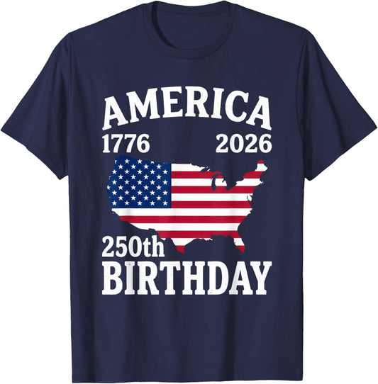 250 Years American 1776 2026 250th USA Patriotic 4th of July T-Shirt - T-Shirt | Navy