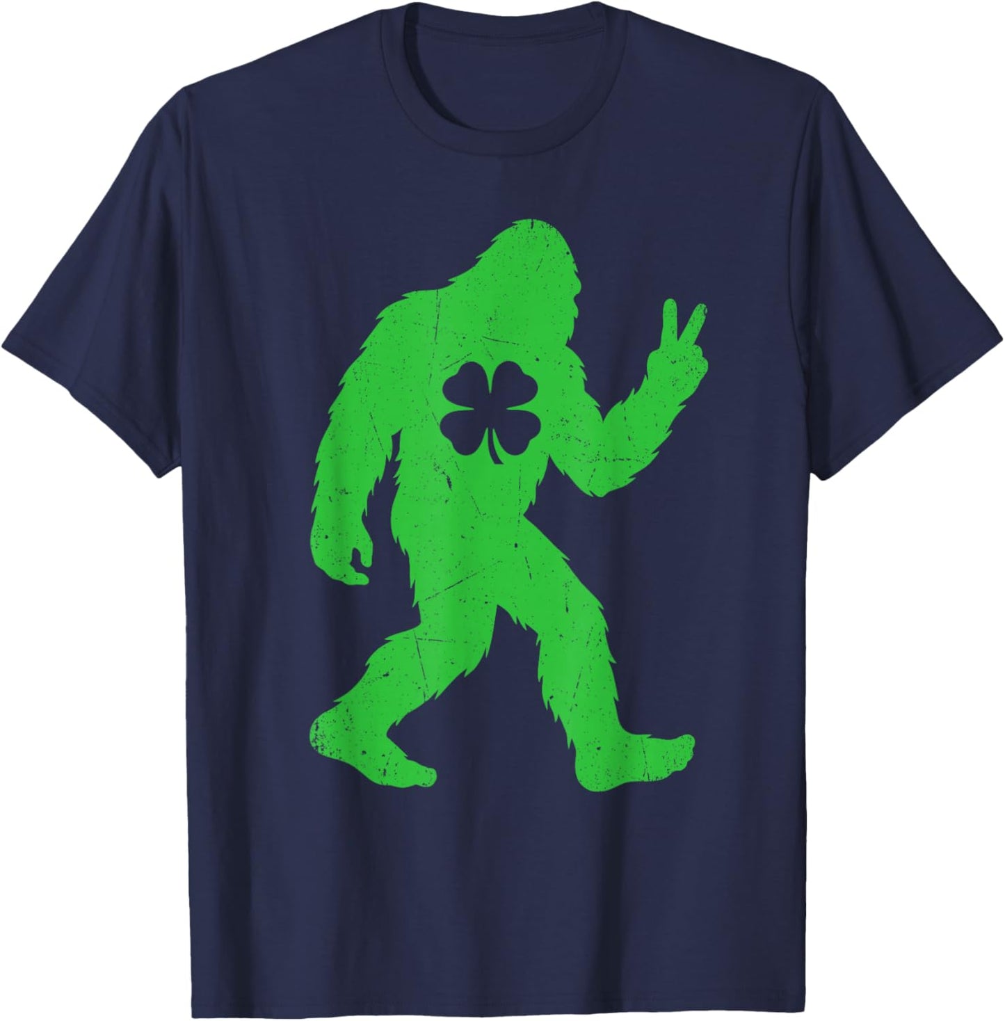 Retro Funny St Patrick's Day Bigfoot Shamrock Men Women Kids T-Shirt - T-Shirt | Navy
