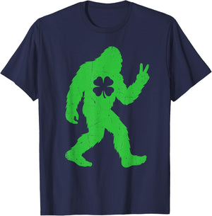 Retro Funny St Patrick's Day Bigfoot Shamrock Men Women Kids T-Shirt - T-Shirt | Navy