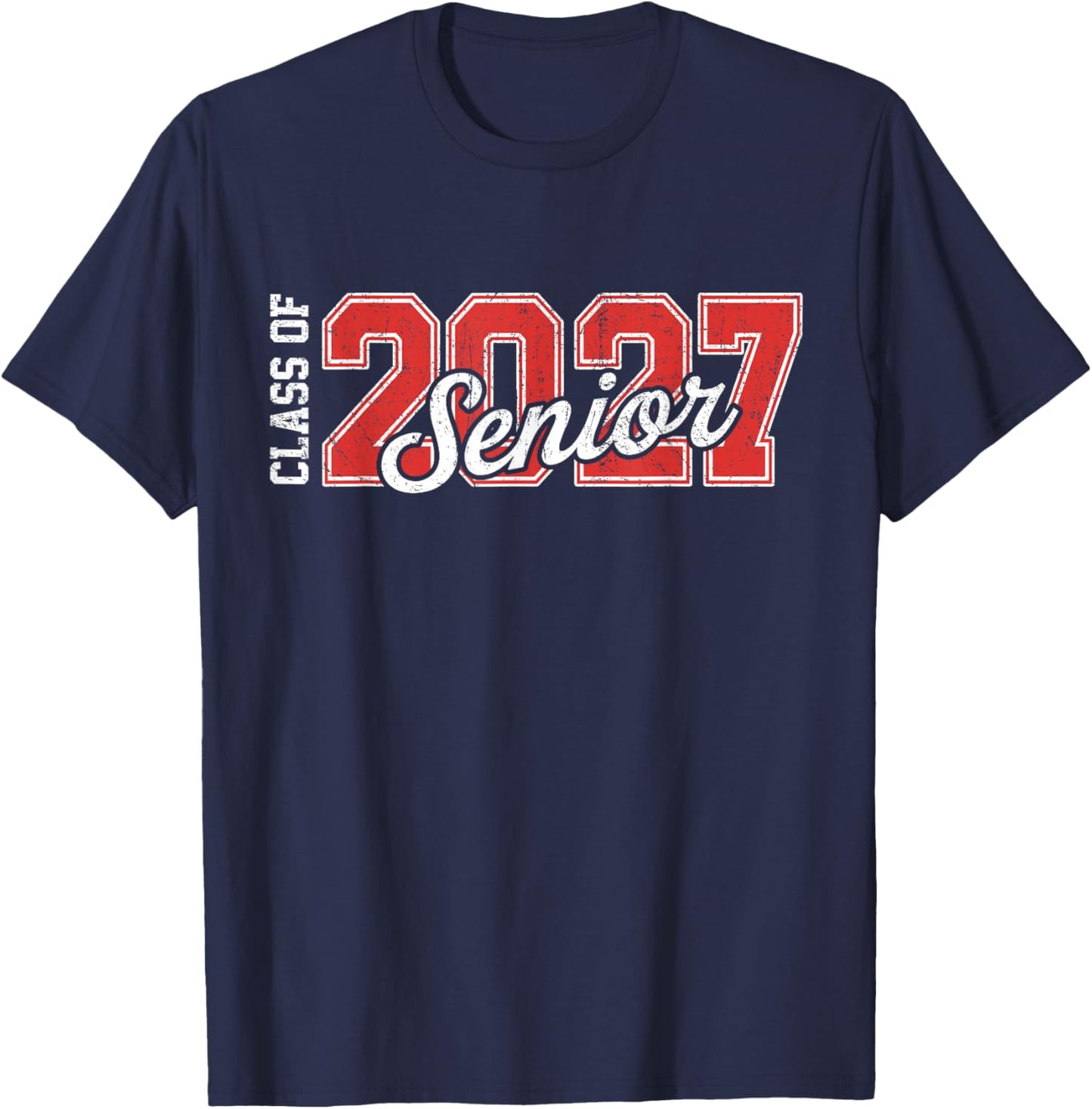 Senior 2027 Graduation Vintage Class of 2027 Grad Men Women T-Shirt - T-Shirt | Navy