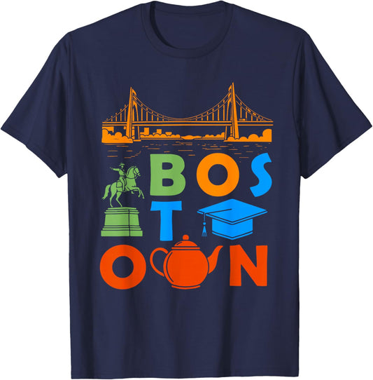 Boston Massachusetts Souvenir Men Boston Bridge Boston T-Shirt - T-Shirt | Navy