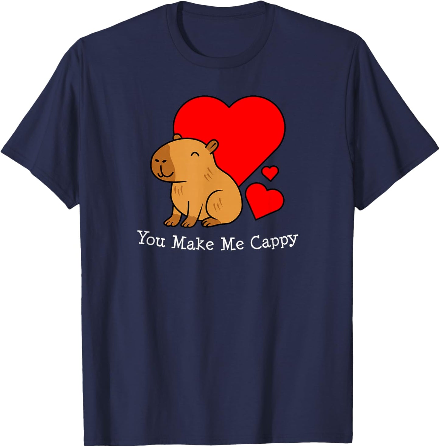 Capybara Valentine's Day Pun Make Me Cappy T-Shirt - T-Shirt | Navy