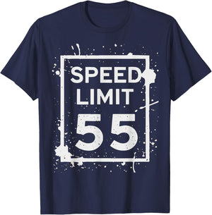 Vintage Speed Limit 55 Shirt, Funny 55th Birthday Road Sign T-Shirt - T-Shirt | Navy