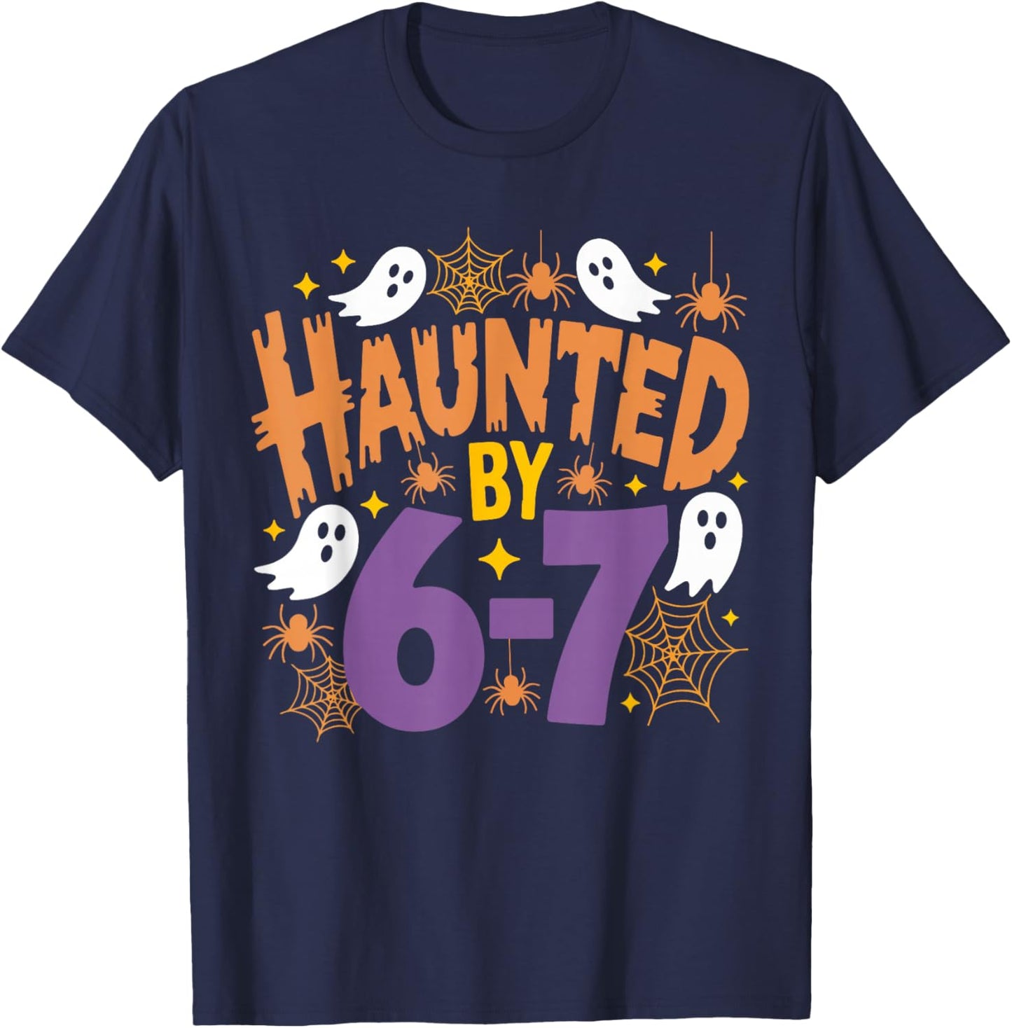 Haunted by 6-7 Halloween Ghosts and Spiders T-Shirt - T-Shirt | Navy