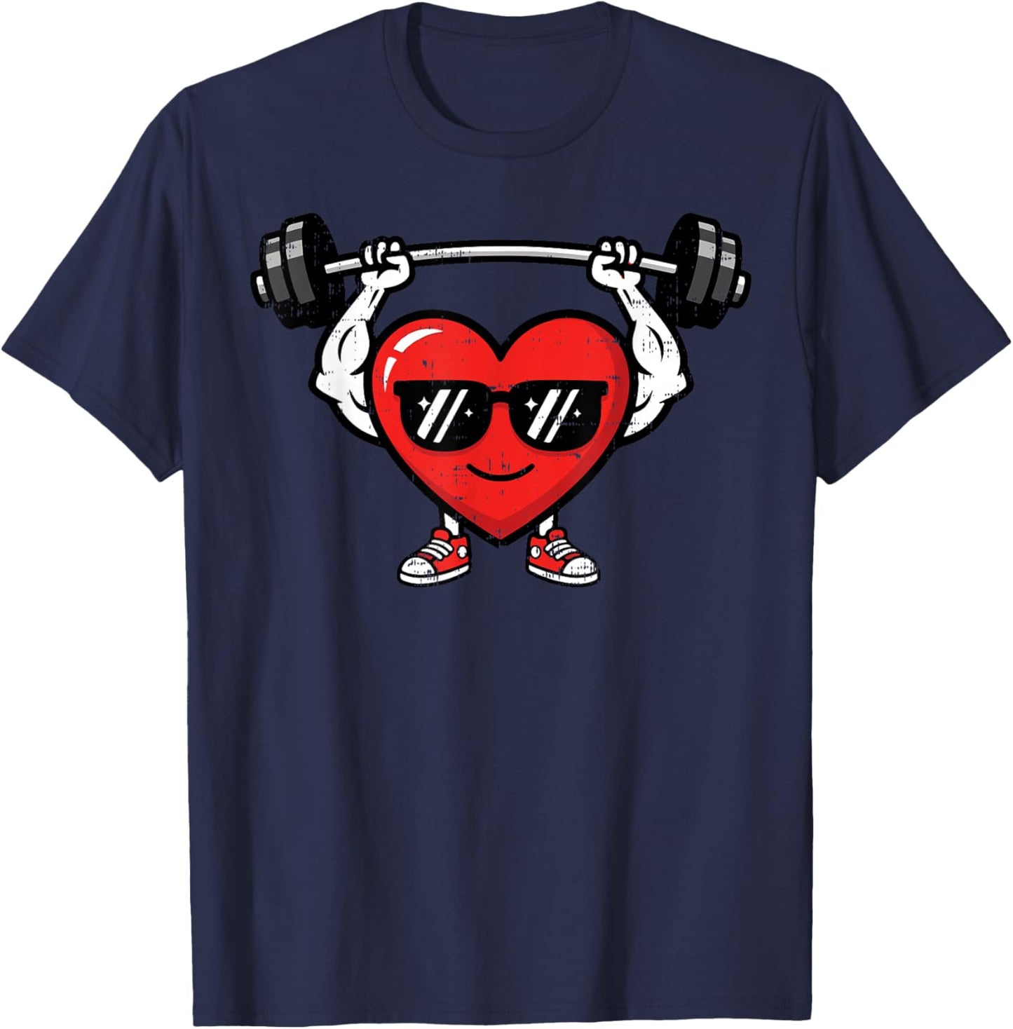 Valentines Day Workout Heart Barbel Deadlift Gym Men Women T-Shirt - T-Shirt | Navy