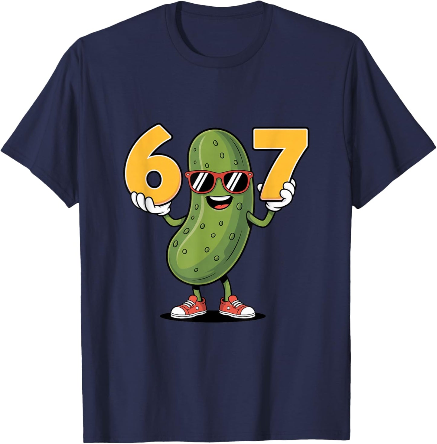 67 Meme Funny Pickle 6 7 Six Seven 6-7 T-Shirt - T-Shirt | Navy
