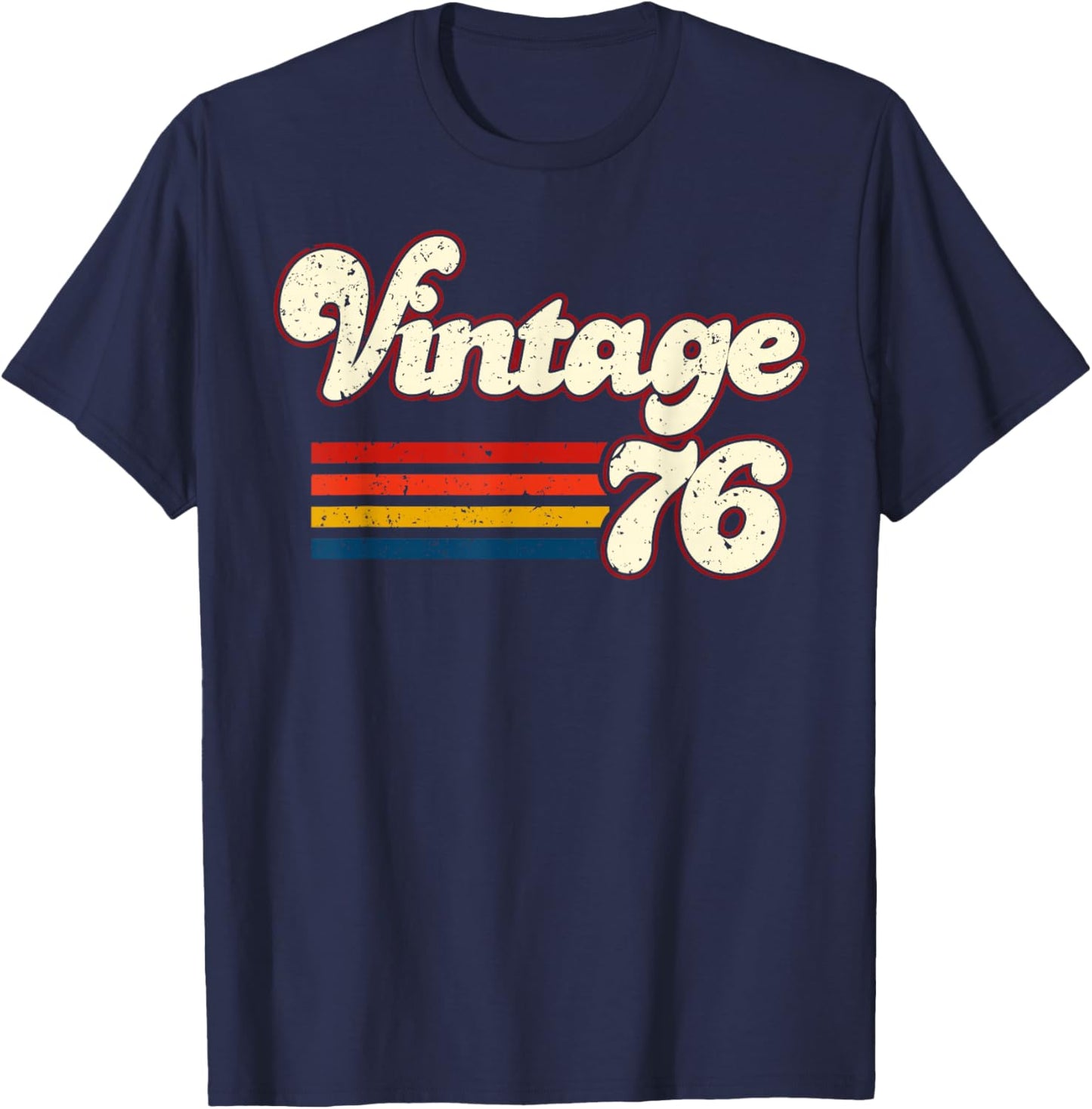Vintage 76 Happy 50th Birthday Funny Men Women Retro T-Shirt - T-Shirt | Navy