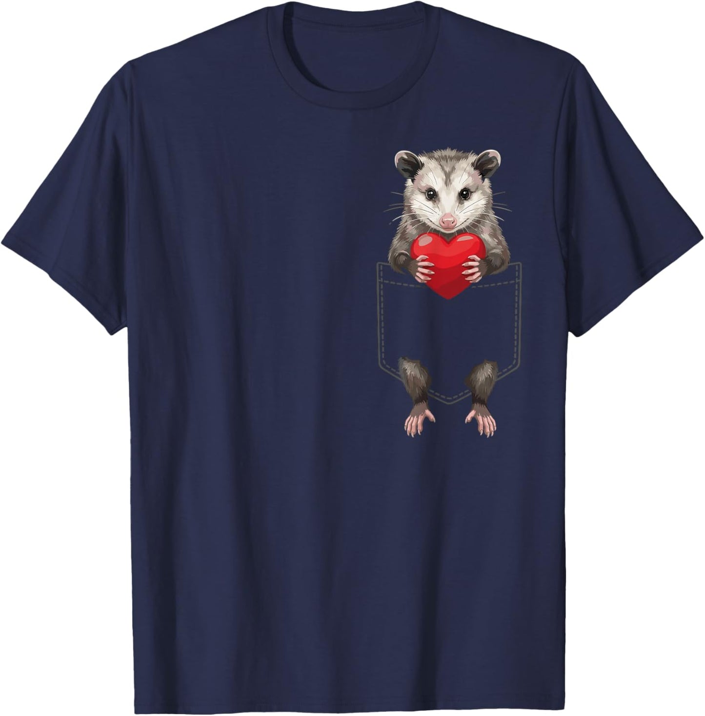 Possum in Pocket Opossum Animal Lover Valentines T-Shirt - T-Shirt | Navy