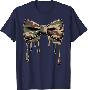 Camouflage Old Camo Bow Cute Country Hunting Women Girl T-Shirt - T-Shirt | Navy