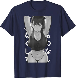 Japanese Anime Girl Otaku Fitness Waifu T-Shirt - T-Shirt | Navy