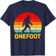 Funny Bigfoot Onefoot Leg Amputee Recovery Retro Sunset T-Shirt - T-Shirt | Navy