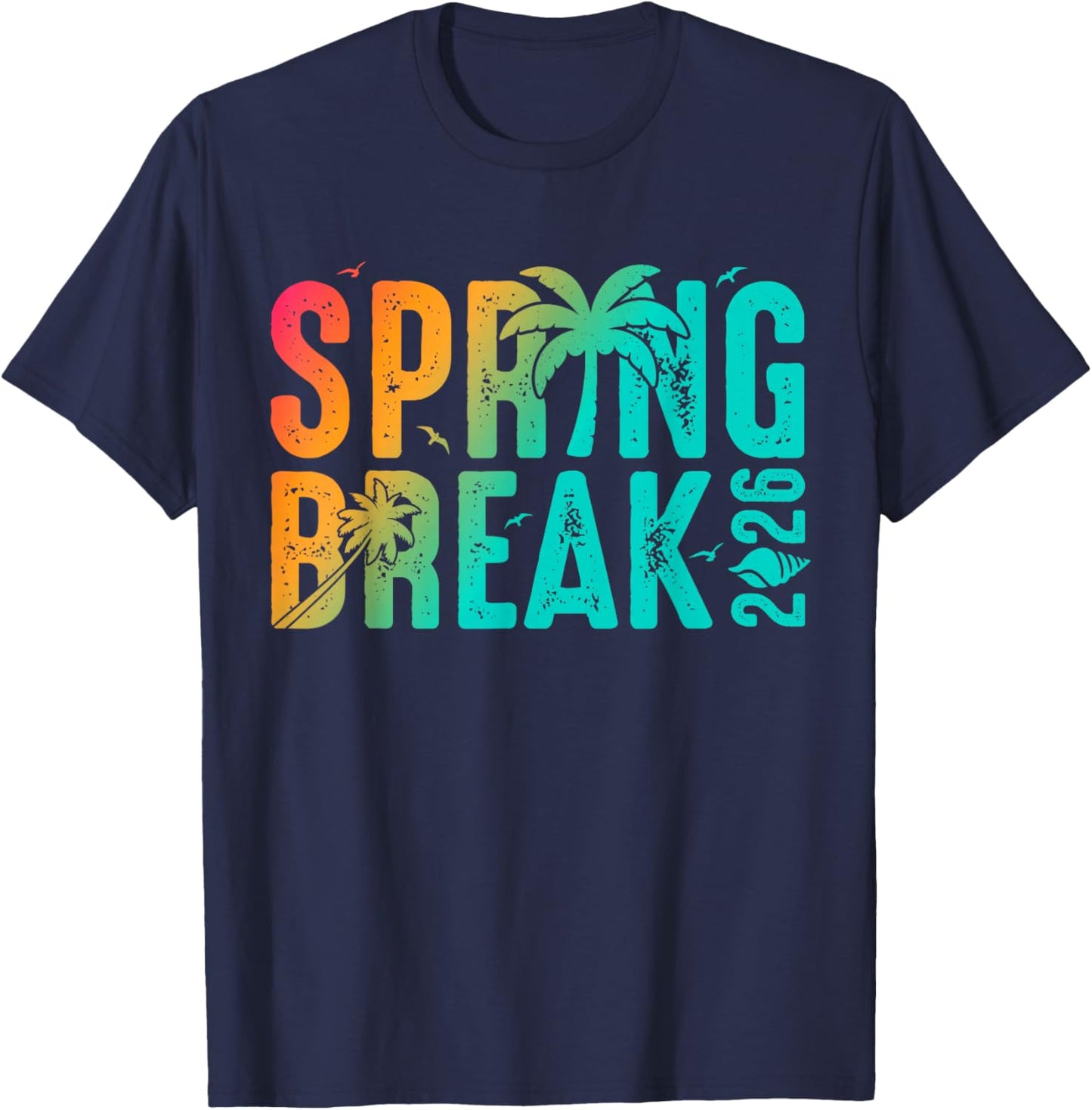 Vintage Spring Break 2026 Vacation Beach Family Friend Trip T-Shirt - T-Shirt | Navy