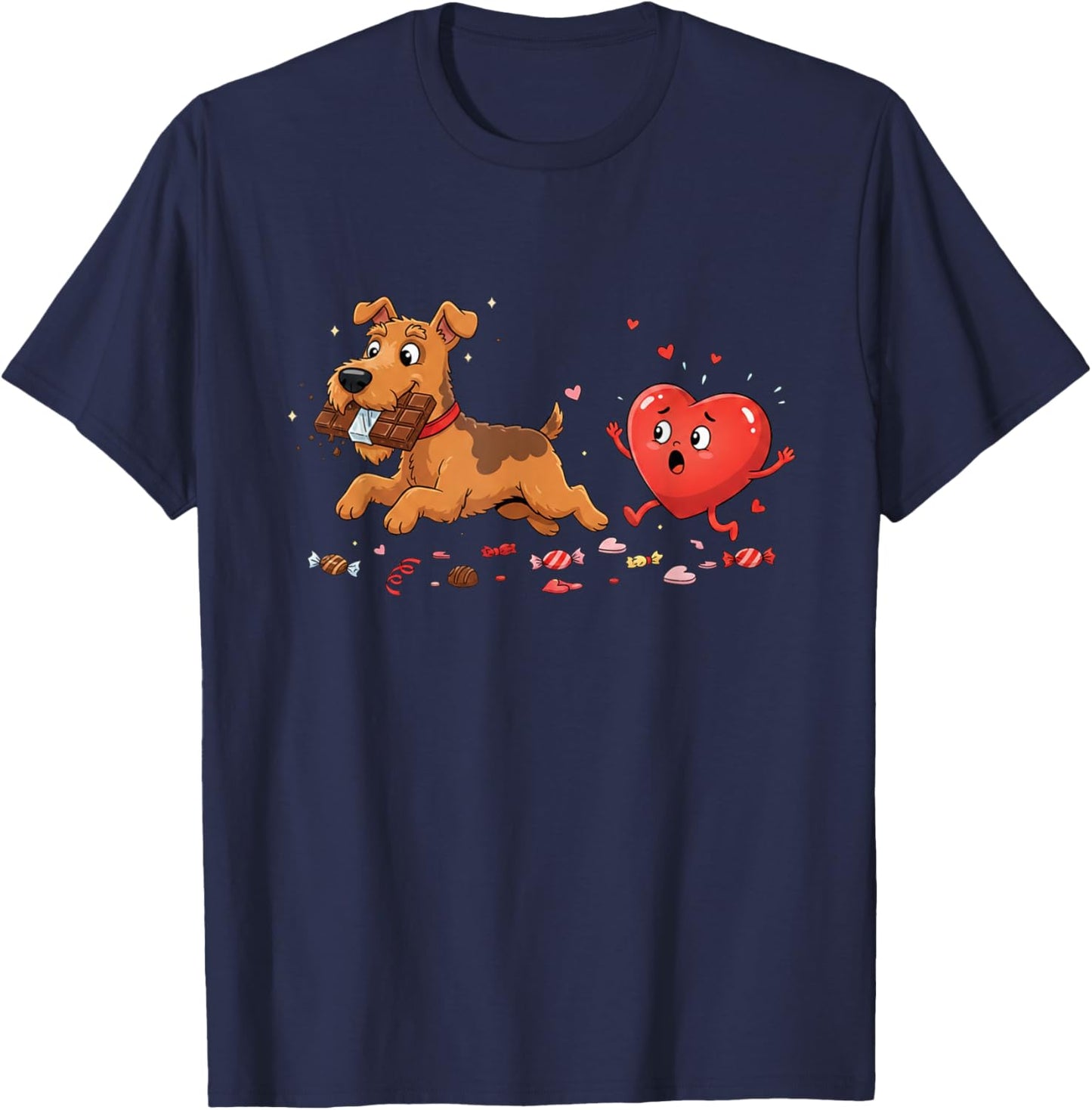 Funny Airedale Terrier Heart Valentine Dog Kids T-Shirt - T-Shirt | Navy