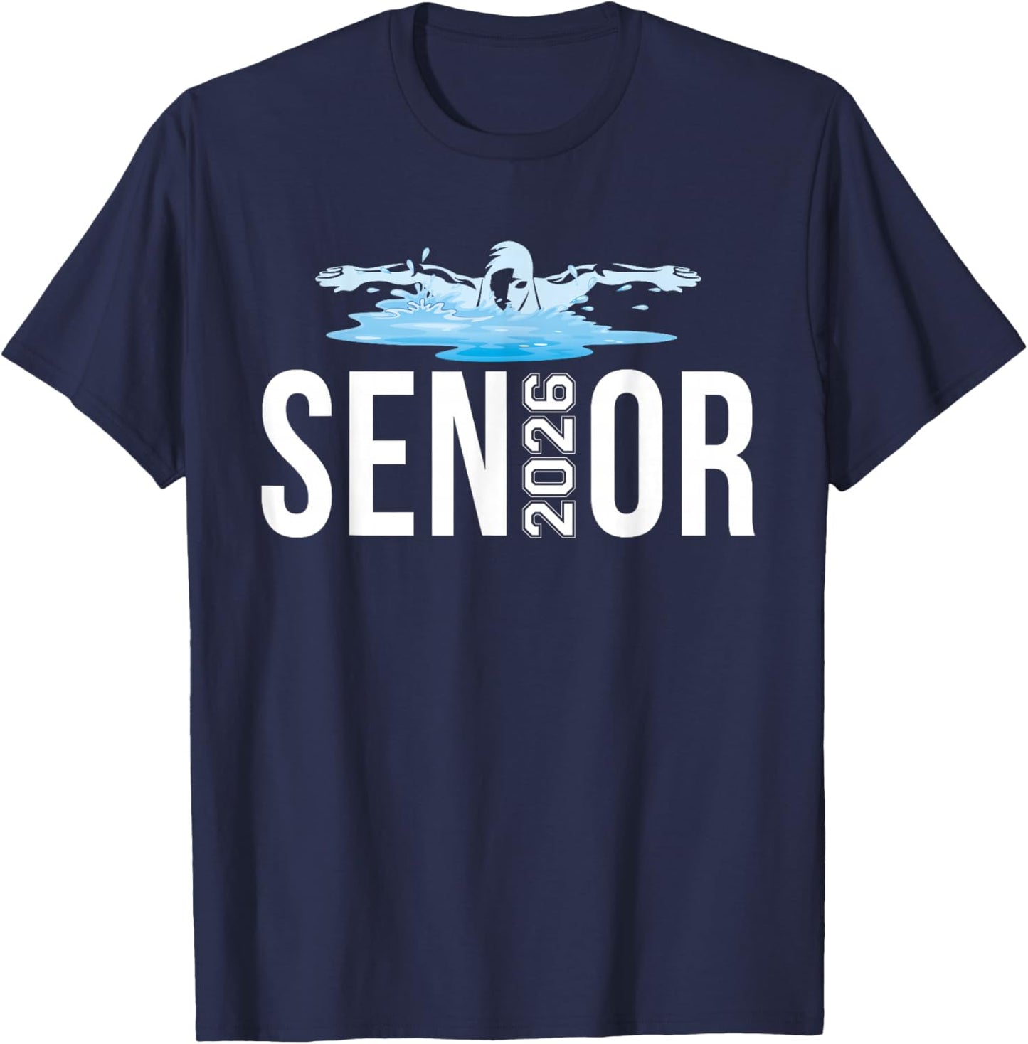 Senior Swim Team Member Class of 2026 Swimmer Vintage T-Shirt - T-Shirt | Navy