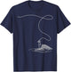 Fly Fishing Lover Line Art Fishrod Fly Rod Angling Fisherman T-Shirt - T-Shirt | Navy