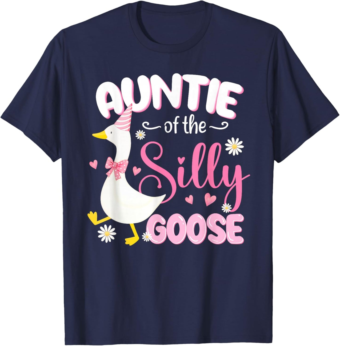 Silly Auntie Goose Auntie 1st Birthday Family Matching Party T-Shirt - T-Shirt | Navy