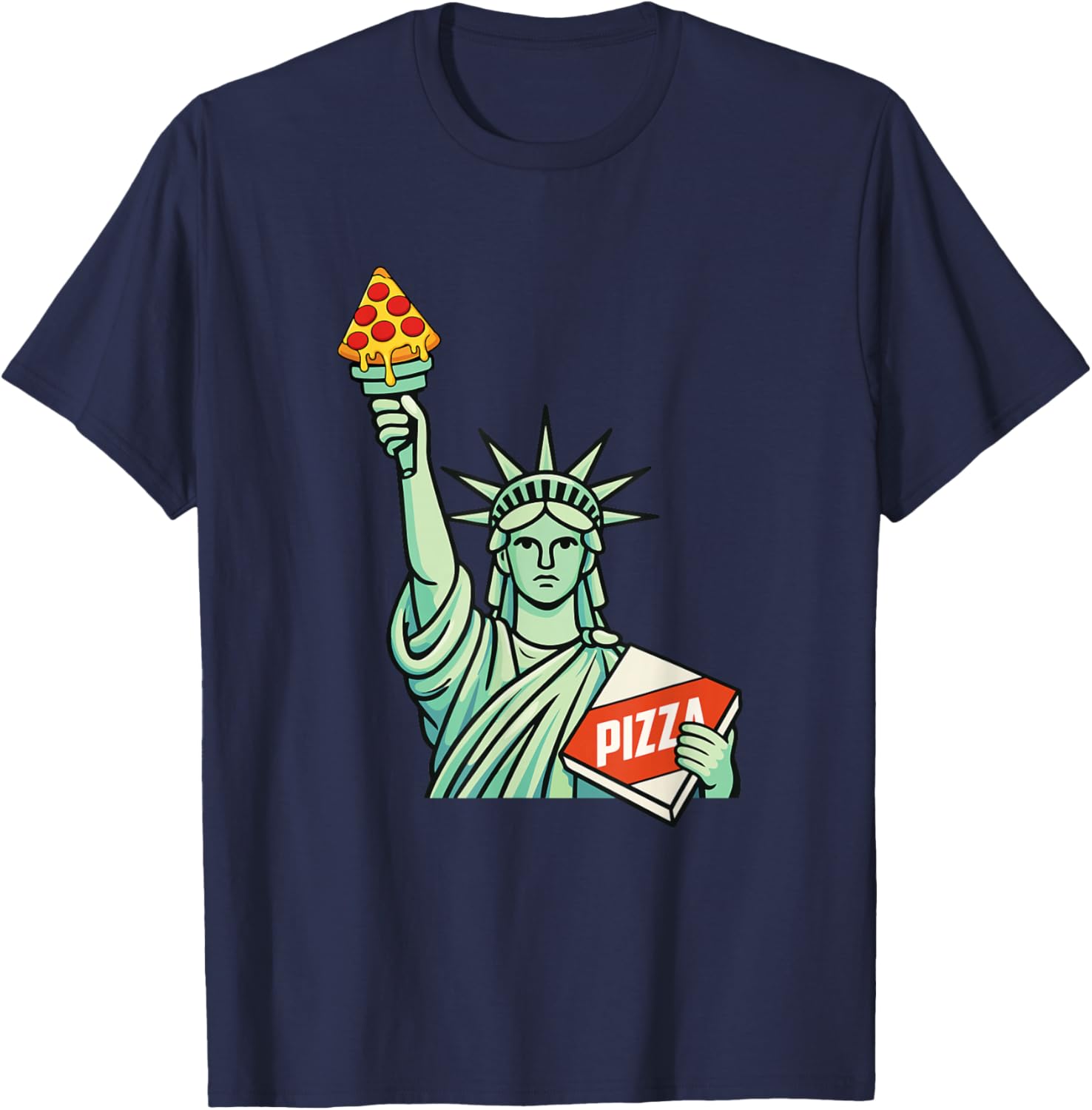 Pizza Statue of Liberty - Italian Food Lover Pizza Baker T-Shirt - T-Shirt | Navy