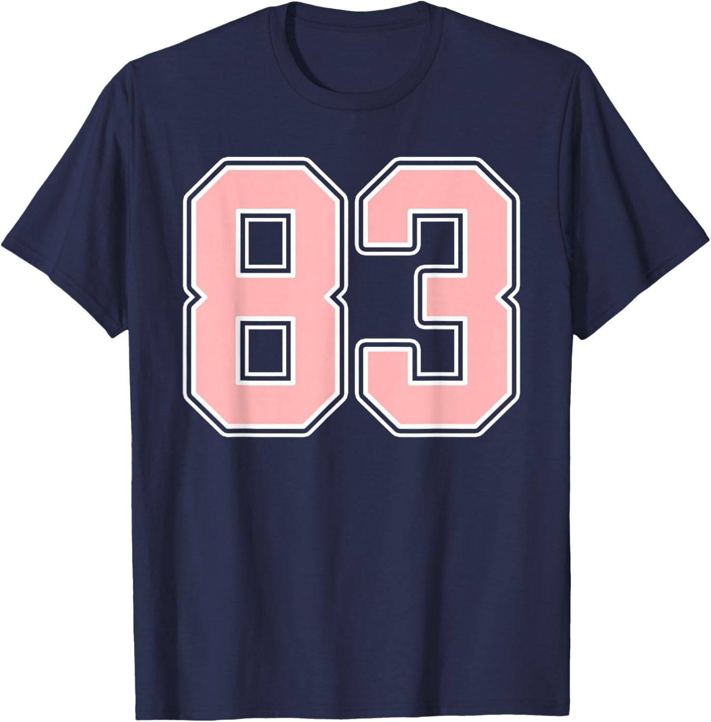 Cute Pink and White Number 83 Jersey Player Uniform #83 Fan T-Shirt - T-Shirt | Navy