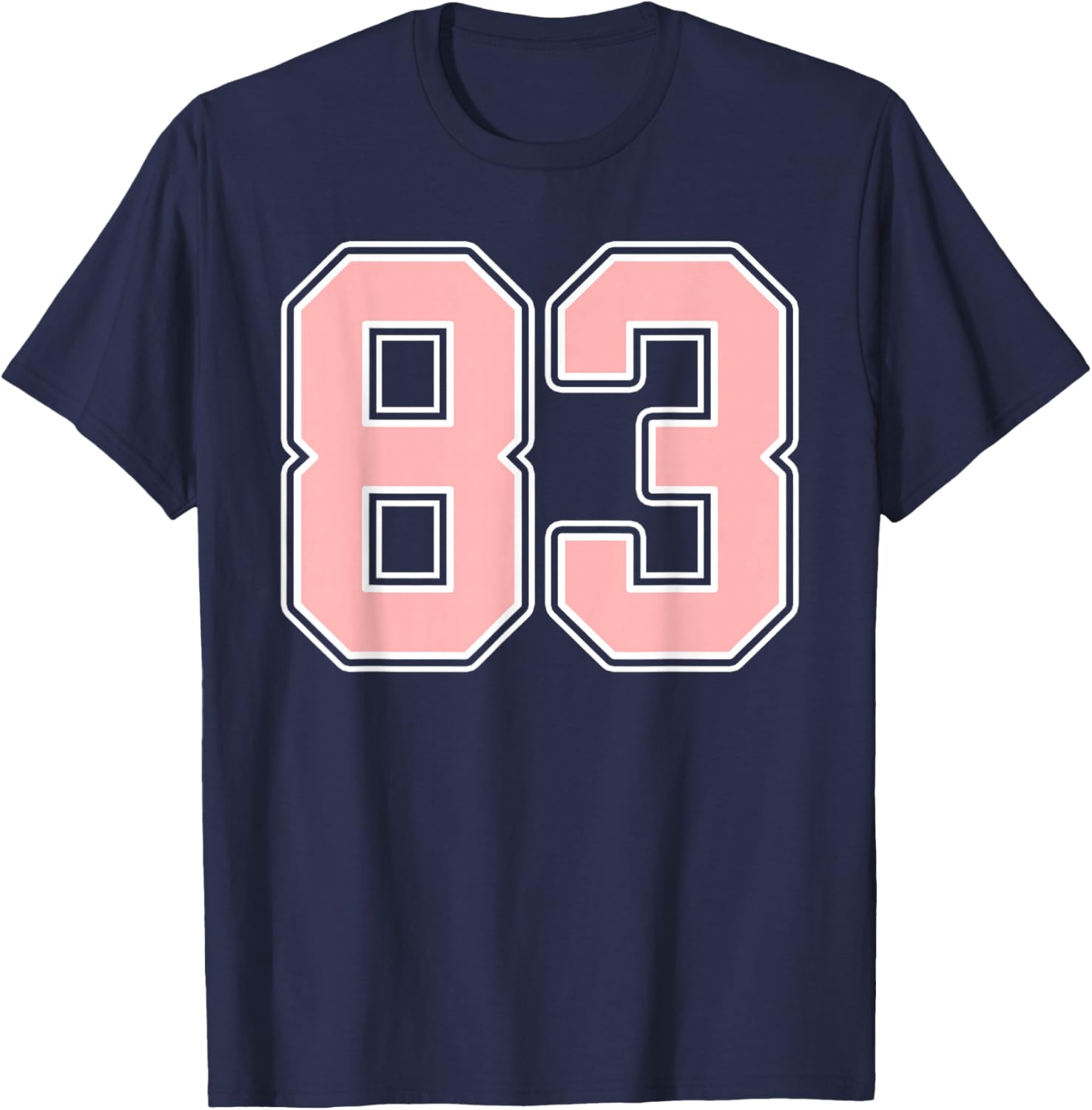 Cute Pink and White Number 83 Jersey Player Uniform #83 Fan T-Shirt - T-Shirt | Navy