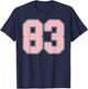 Cute Pink and White Number 83 Jersey Player Uniform #83 Fan T-Shirt - T-Shirt | Navy