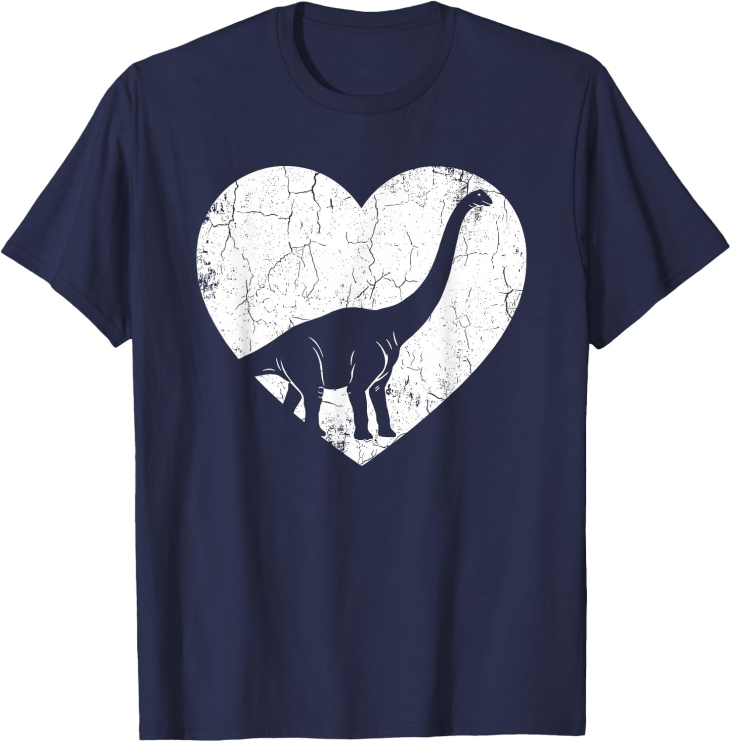 Brontosaurus Dinosaur Heart Valentine's Day T-Shirt - T-Shirt | Navy