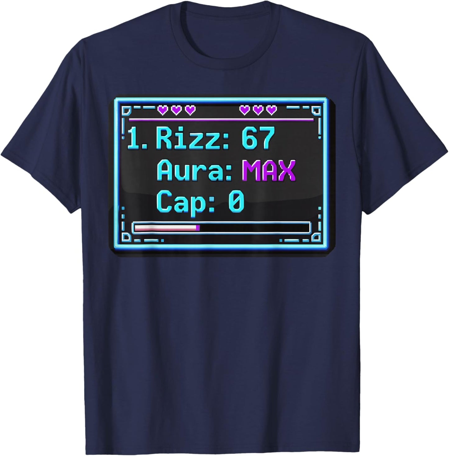 Rizz 67 Aura 0 Cap Retro Gaming Energy Six Seven T-Shirt - T-Shirt | Navy