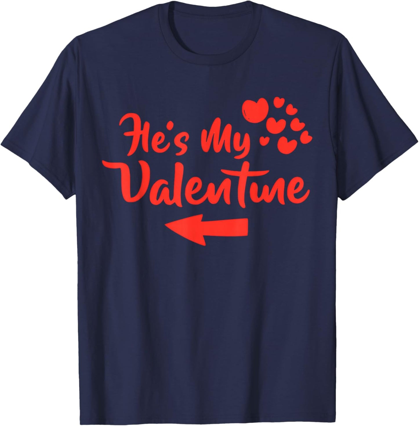 She is My Valentine Matching Couples Love Heart T-Shirt - T-Shirt | Navy