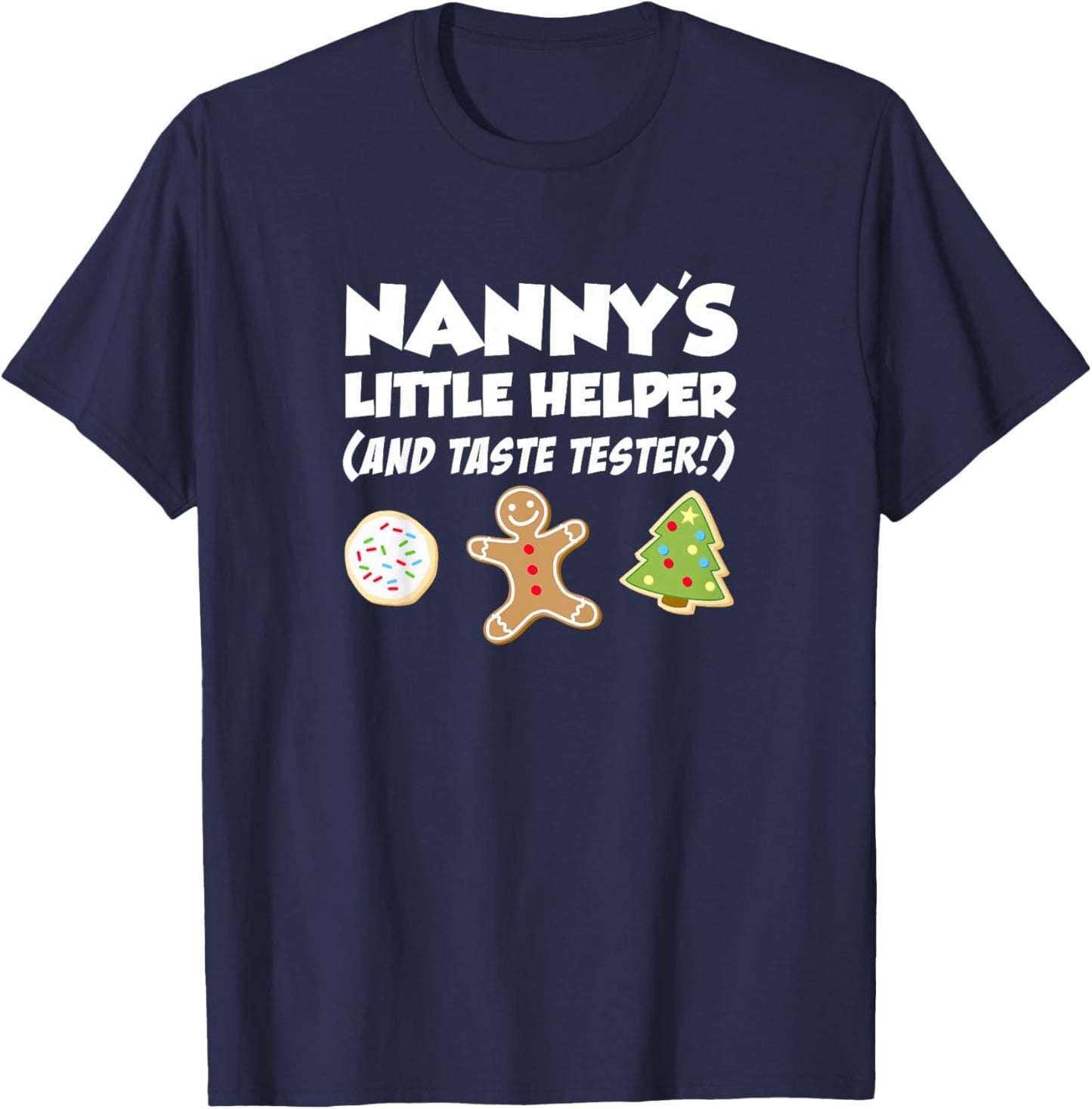 Nanny's Little Helper Christmas Cookie Baking Grandchild T-Shirt - T-Shirt | Navy